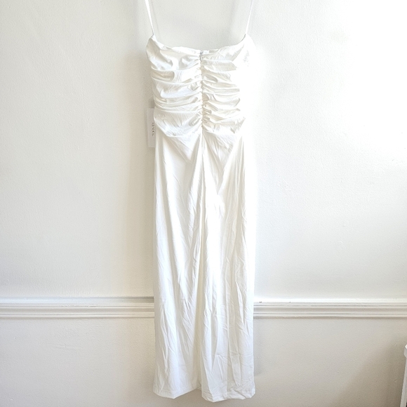 New Torn by Ronny Kobo Selena Strapless Cutout Rosette Bodycon Ivory Midi Dress - Picture 12 of 15